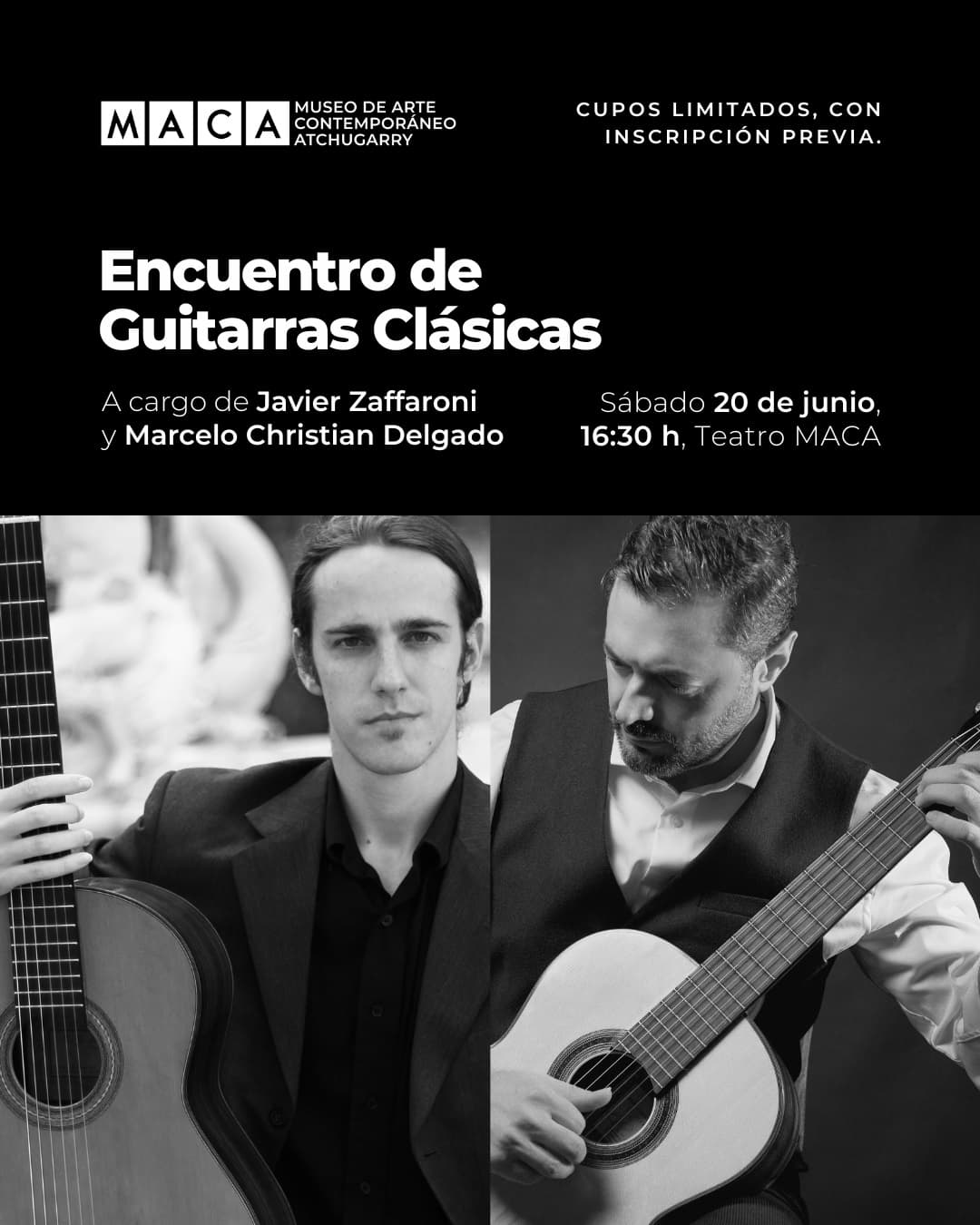 El MACA presenta un concierto de guitarras clásicas este sábado con cupos limitados